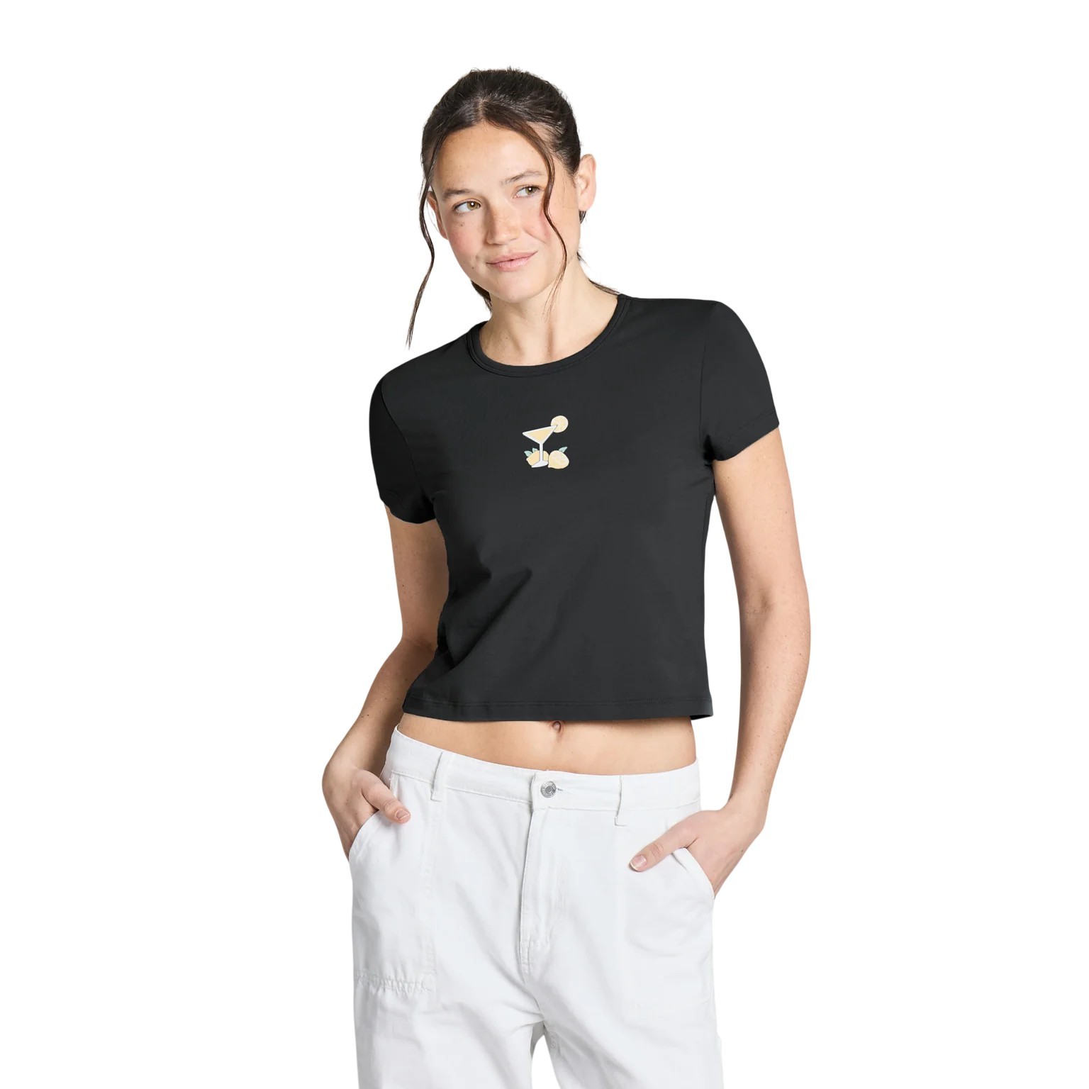 Life is Good. Women's Limoncello Martini Baby Tee, True Black