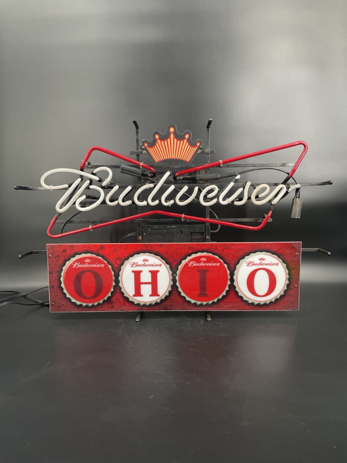Neon Numbers Text Budweiser Ohio Neon Beer Sign Vintage Authentic Glass Neon Advertising ...