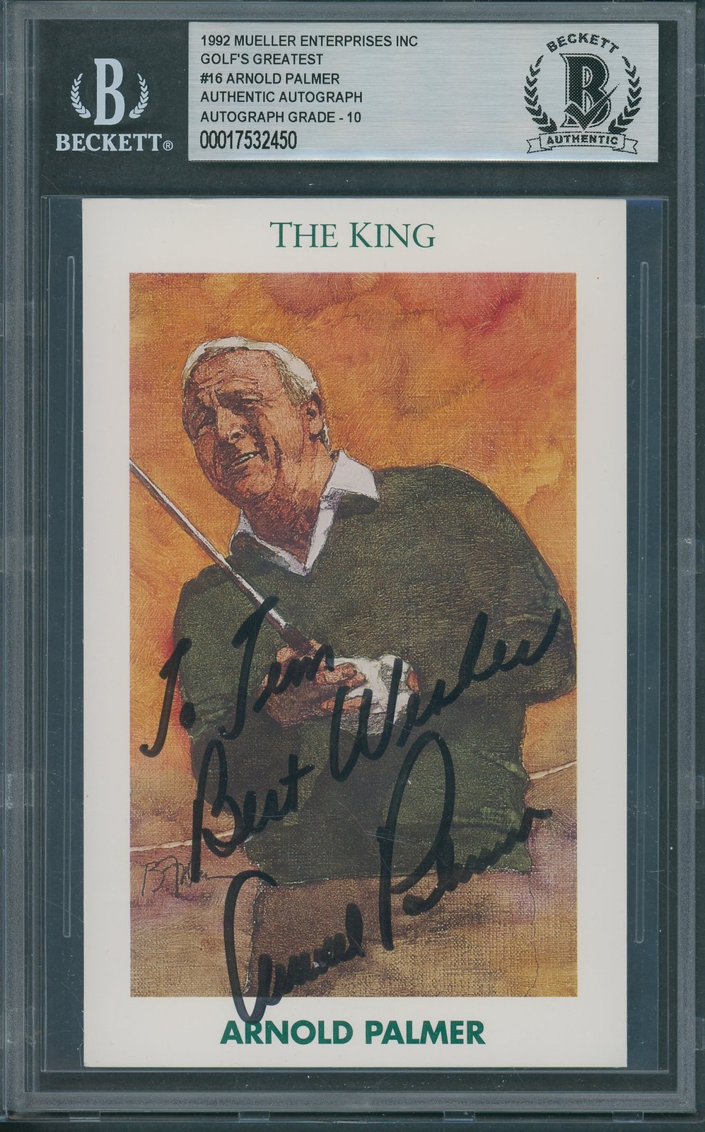 1992 Mueller Enterprises #16 Arnold Palmer Beckett Authentic Signed Auto 10 *450 