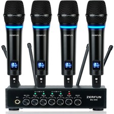 4 Channel Rechargeable Wireless Microphone System, Pro UHF Metal Handheld Wir...
