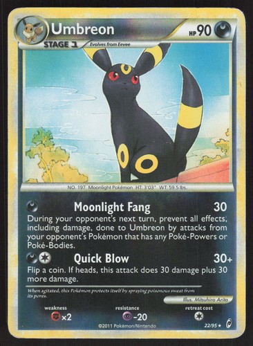 Umbreon - Artist Mitsuhiro Arita Reverse Holo Rare 2011 Call of Legends 22/95 MP