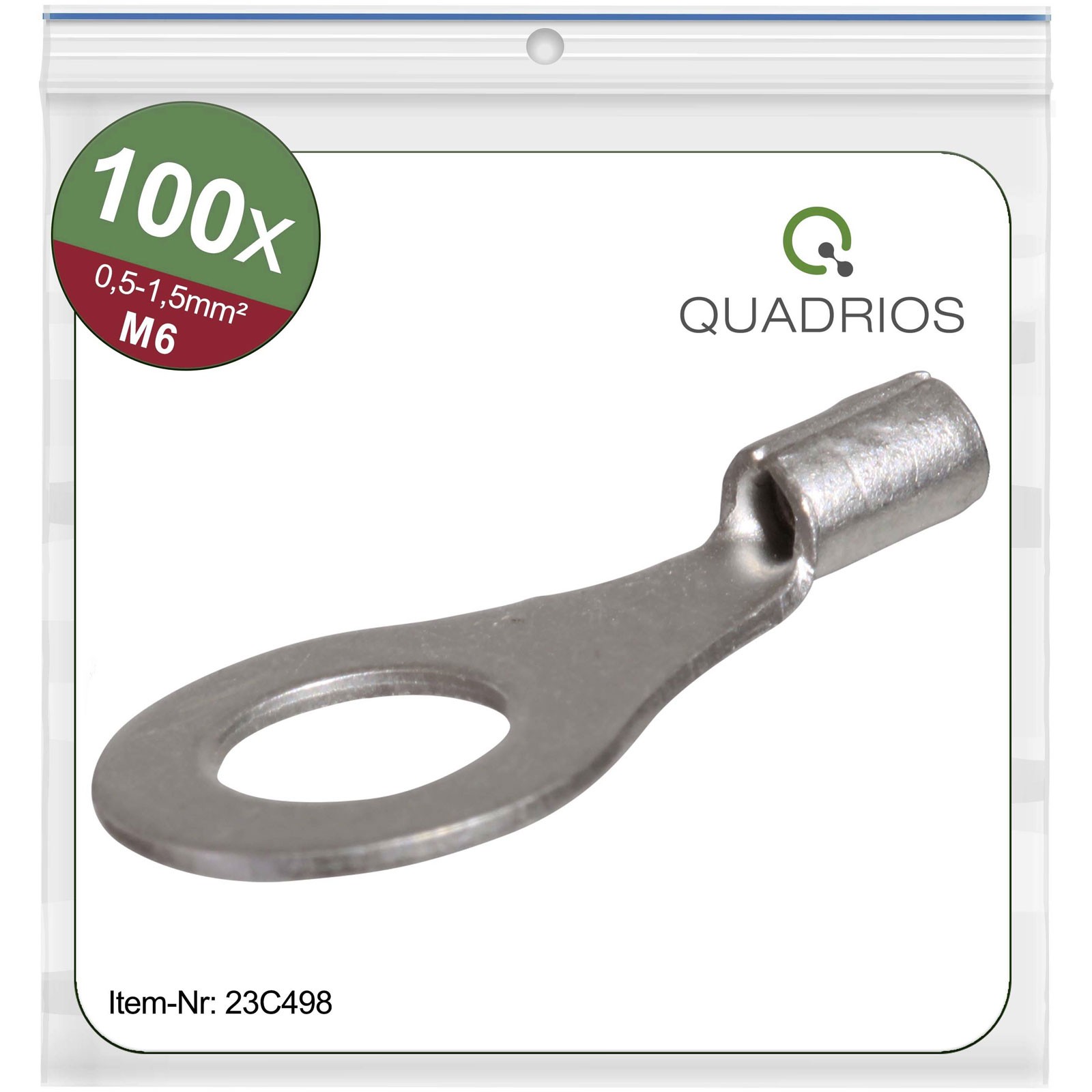 Quadrios Ring Terminal 1.5mm² 6.5mm Hole Non-Insulated 100pcs