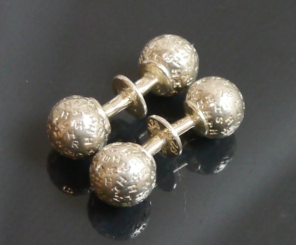 小物 Vintage HERMES H Button Cufflinks Authentic HERMES Cufflinks buttons logo vintage Sterling Silver