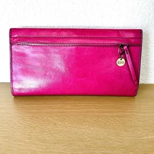 HOBO International Wallet Fuschia Magenta Pink Leather 3 Compartments