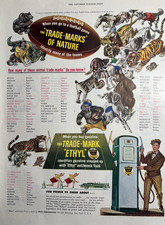 1951 Ethyl Oil Corp Gasoline Trade Marks Nature Football Anti Knock VTG Print Ad