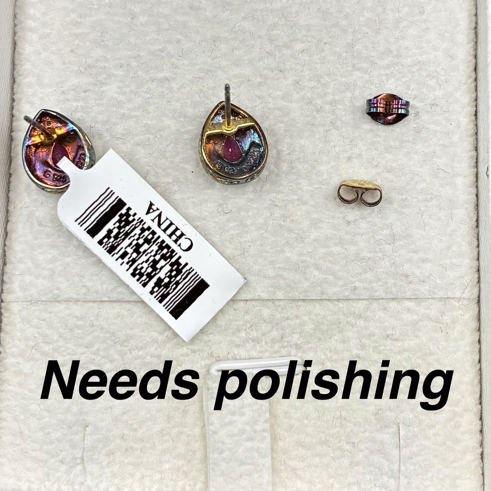 Never Worn, Ruby & Diamond Teardrop Shape Post Ea… - image 10