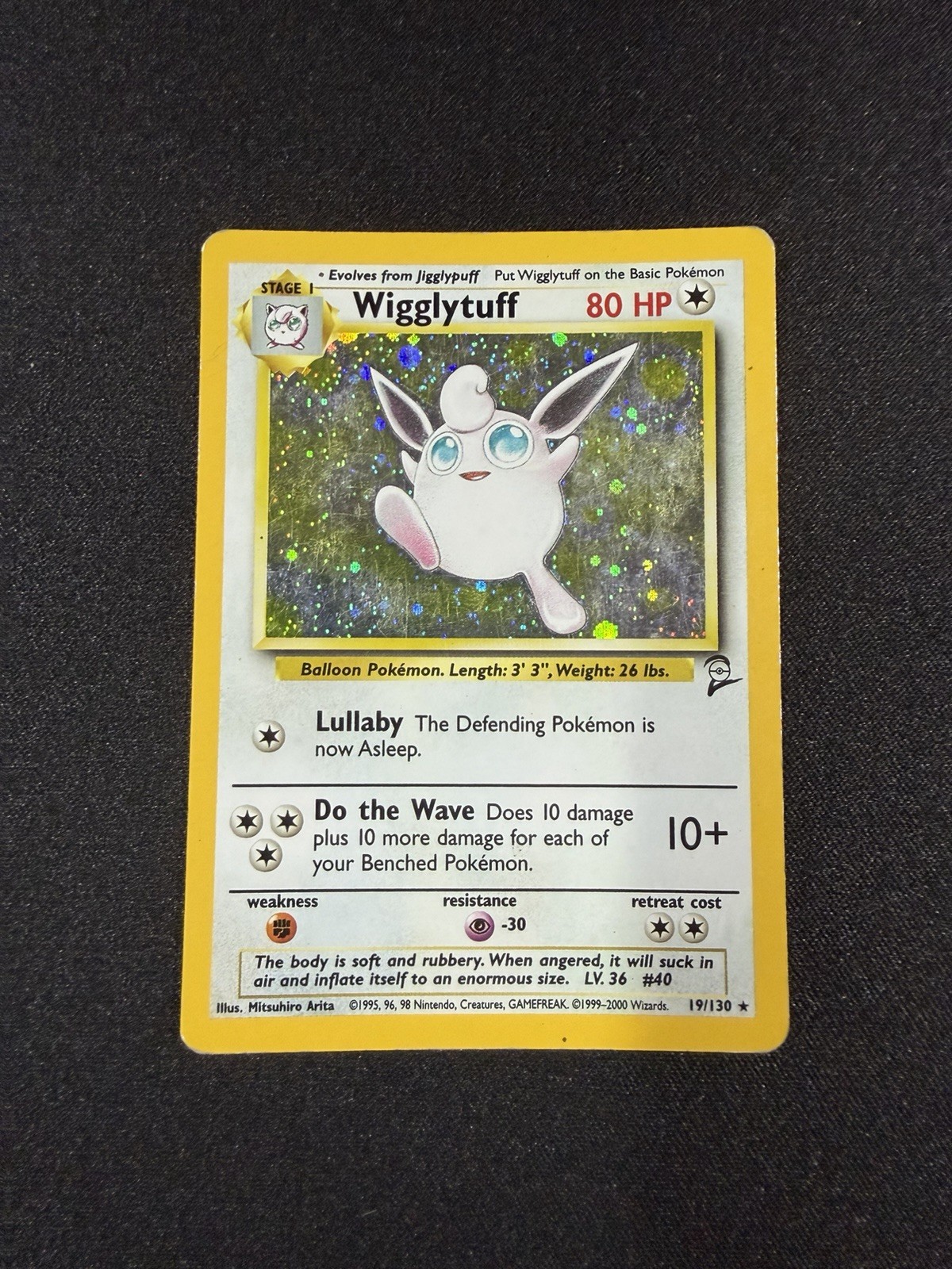 Pokémon TCG Wigglytuff 19/130 Holo Base Set 2