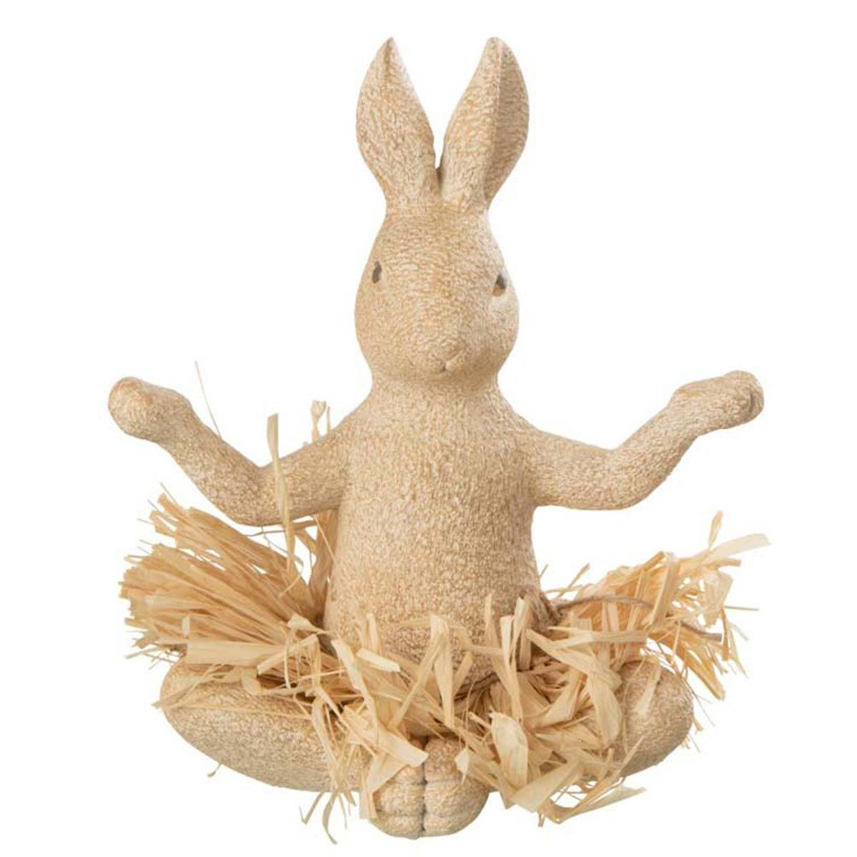 Statuette lapin assis yoga 21cm aspect naturel sculpture effet bois