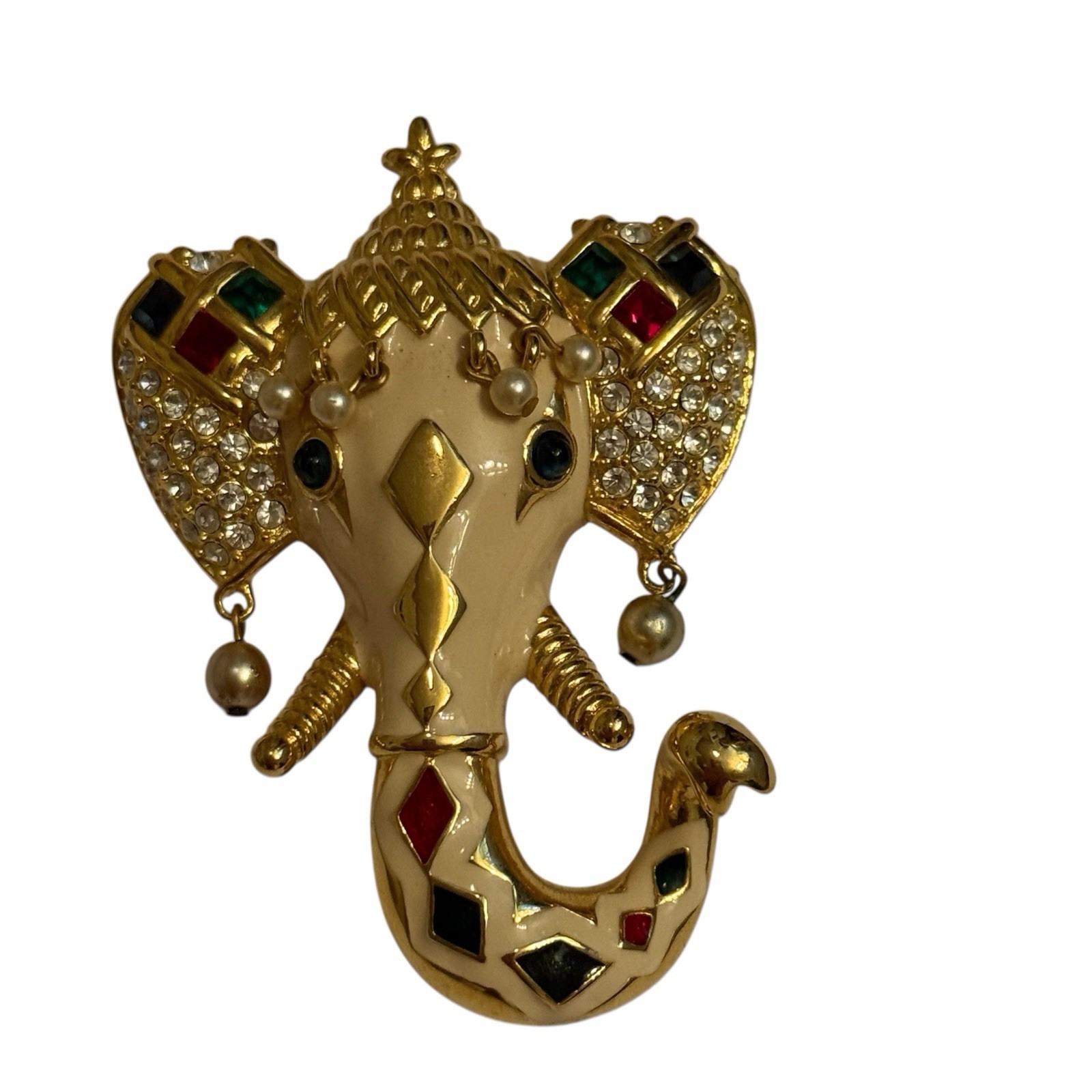 KENNETH JAY LANE KJL MAHARAJA ELEPHANT BROOCH GOL… - image 1
