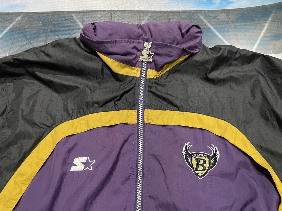 Vintage 90s Baltimore Ravens Starter Pro Line Windbreaker Jacket Sz 2XL - Image 2 of 4