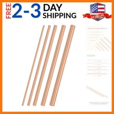 5-Pack Copper Round Rod 2,3,4,5,6mm Dia. 100mm Length T2 Stock Solid Copper R...