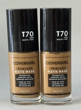 Covergirl Trublend Matte Made Foundation Lot of 2x (1floz) T70 Caramel