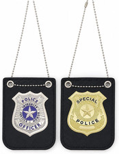 2 Pcs Police Badge Set with Chain and Belt Clip for Police Pretend
