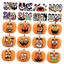 96Pcs Halloween Pumpkin Decorating Stickers Mini Face Craft Decals Style-A
