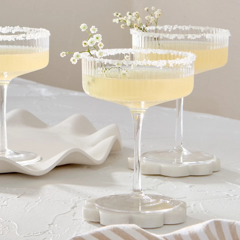 Mila Ribbed Cocktail Coupe Crystal Glass Set of 4 - image 2 of 4