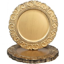 6 PCS Gold Charger Plates 13 Inch Table Chargers For Dinner Plates Wedding