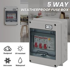 5 Way Garage Shed Consumer Unit Fuses Box with RCD & 2x MCB for Camper Caravan
