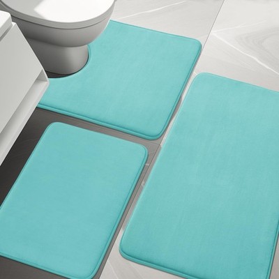 YIHOUSE 3pc Memory Foam Bath Mat Set Non-Slip Super Absorbent Rugs