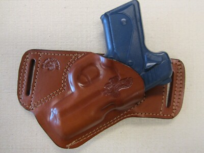 KIMBER SOLO 9MM FORMED BROWN LEATHER,SOB, OWB BELT HOLSTER, RIGHT HAND