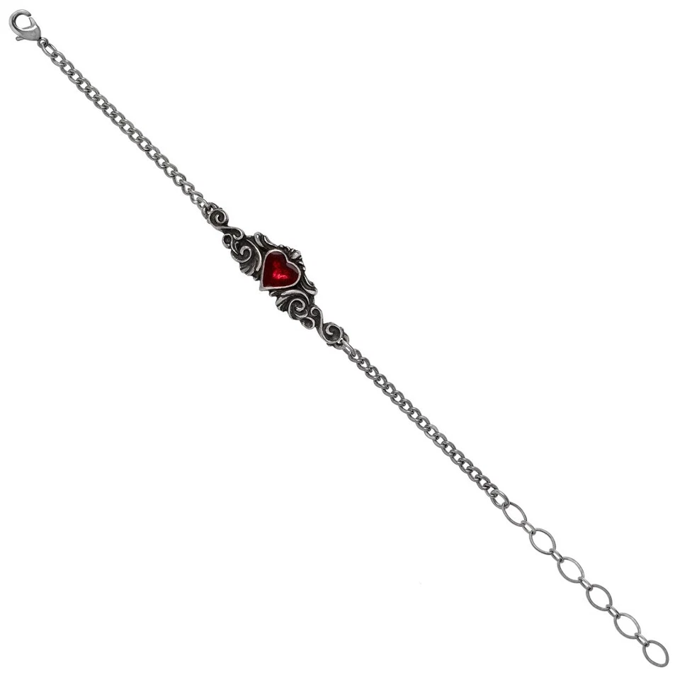Pulsera Alquimia Gótica Esposo Cadena Cadena Corazón Rojo Amor Romance A145 Foto 3 de 4