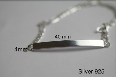 Massives 4mm Figaro 3+1 Sterling Silber 925 Custom ID Armband Made in Italy 