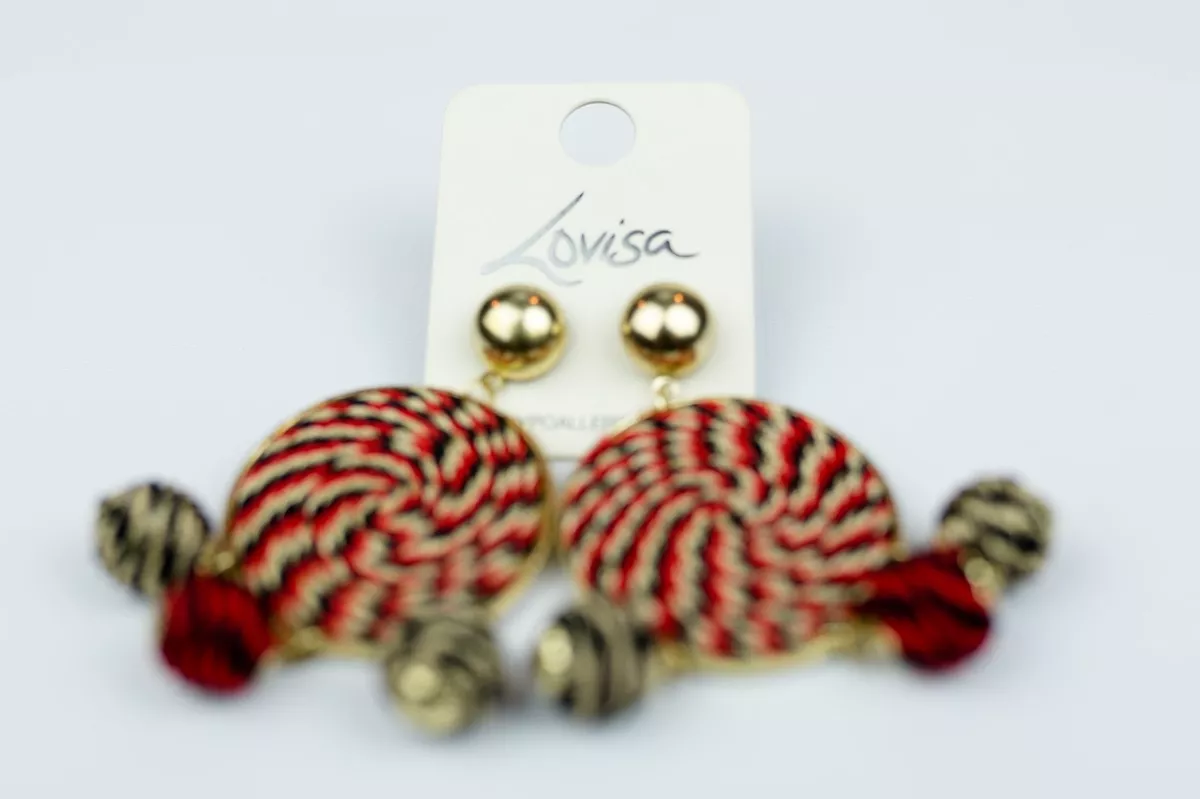 LOVISA Gold Disc w/ red,black,gold color earrings Get 5 for $17.99