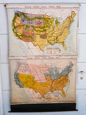 vtg Denoyer Geppert Map 43 x 70 American Slave States Mexican War 1850 Railroad