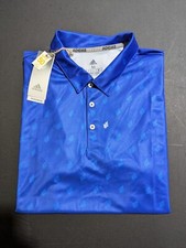 NWT MEN'S ADIDAS PRIMEGREEN POLO, SIZE: M, COLOR: BLUE LEAF PRINT M7 
