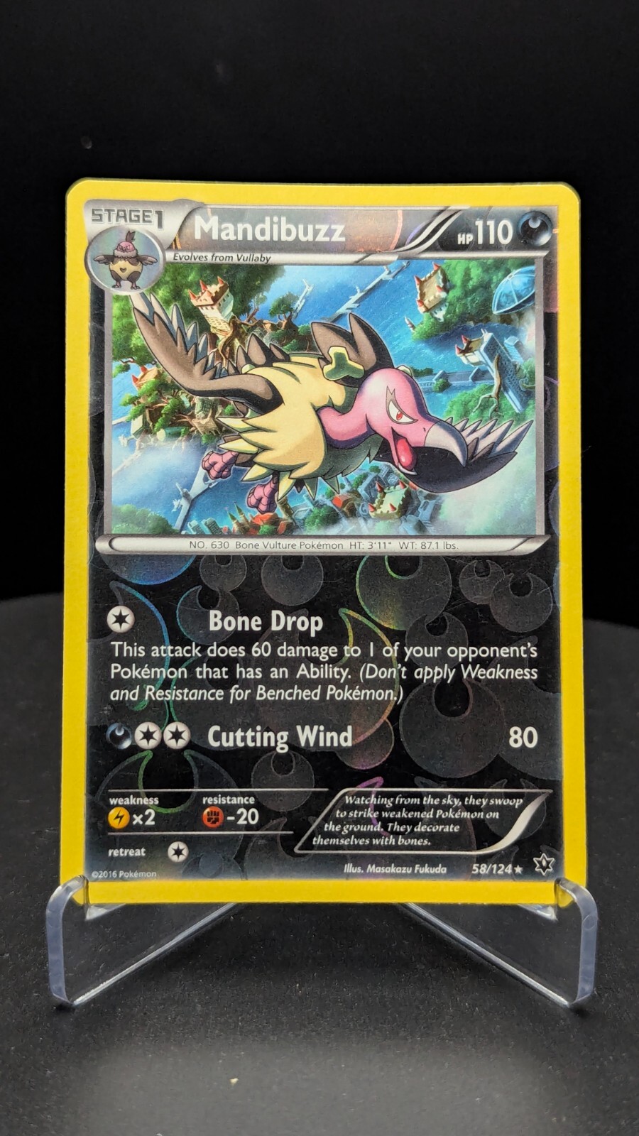 Mandibuzz 58/124 Pokemon Card XY Fates Collide Rare Reverse Holo Foil 2016 LP