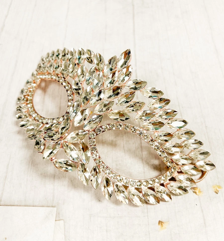 Gold masquerade mask, Clear Crystal Mask, Masquerade ball mask, Party Mask - Image 2 of 4