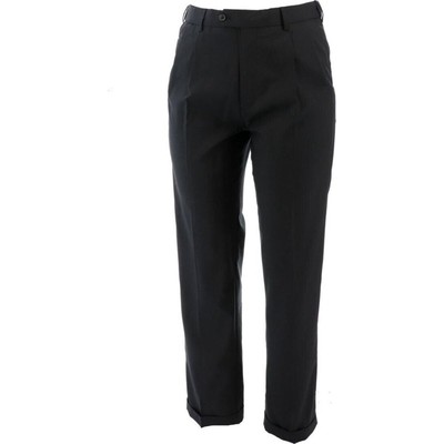 NWT LANDS' END TALL YEAR ROUNDER PLEATED WOOL PANTS BLACK 38T- DOUBLE HEMMED