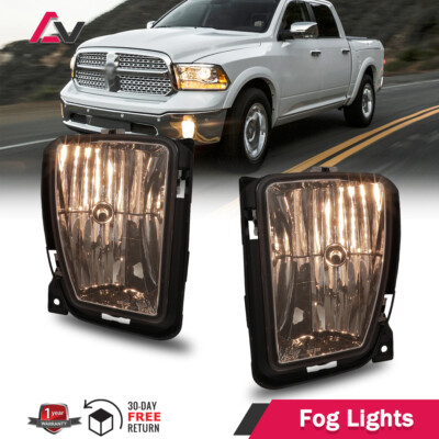 For 2013-2018 Dodge Ram 1500 Pickup Fog Lights Clear Lens Driving Lamp w/Bulbs