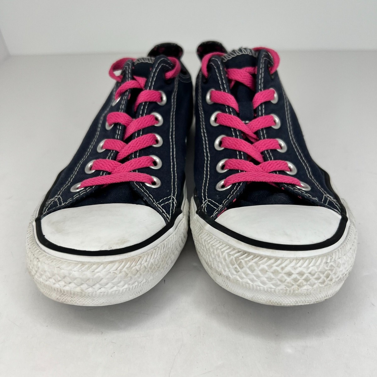 Converse Unisex 136568F Navy Blue Pink Hearts Double Tongue Size