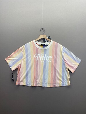Nike Womens Multicolor T-Shirt Striped Short Sleeve NWT Size 1X