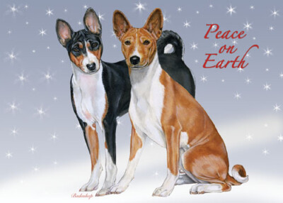 Basenji Christmas Cards Set of 10 cards & 10 envelopes