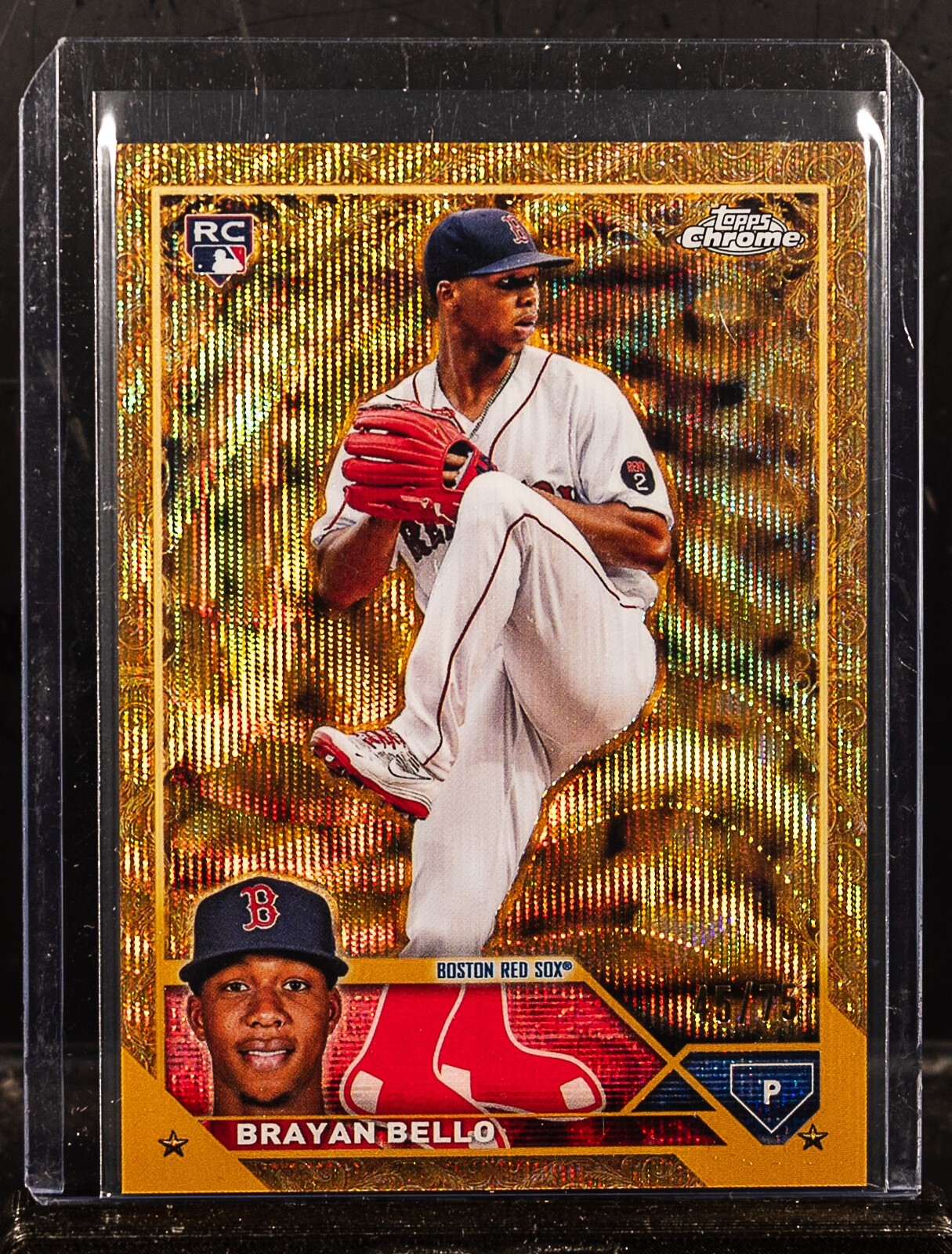 Brayan Bello 2023 Topps Chrome Gilded Gold Wave Refractor RC Rookie 45/75