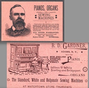 Hardman Piano Watertown Adams New York Music Store W.A. Boon Portrait Trade Card