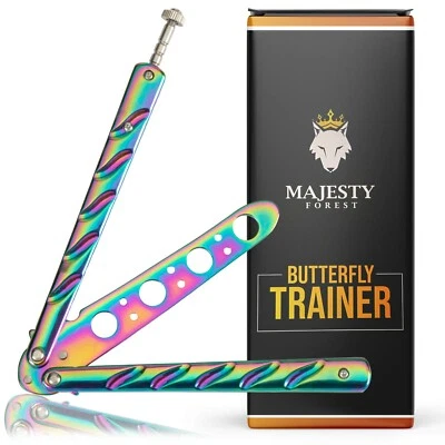 Majesty Forest® Butterfly Trainer R1 | Edelstahl Rainbow Balisong Übungsmesser