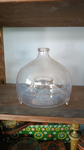 Ancien Piège à Mouches En Verre Soufflé Moscaiola, XIXe Siècle, Objet Déco Vintage
