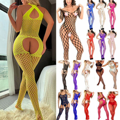 Women Lingerie Fishnet Body Stocking Dress Nightwear Babydoll Sleepwear Bodysuit Thumbnail Picture
