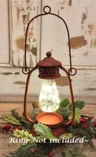 NEW Primitive Rustic RED Metal Lantern LED Distressed Farmhouse Christmas 16"x6"