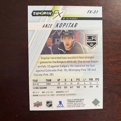 2020-21 Upper Deck Synergy - Synergy FX Purple #FX-31 Anze Kopitar