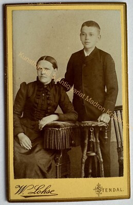 orig. CDV photo photograph picture old fashion around 1890 Stendal mother son child
