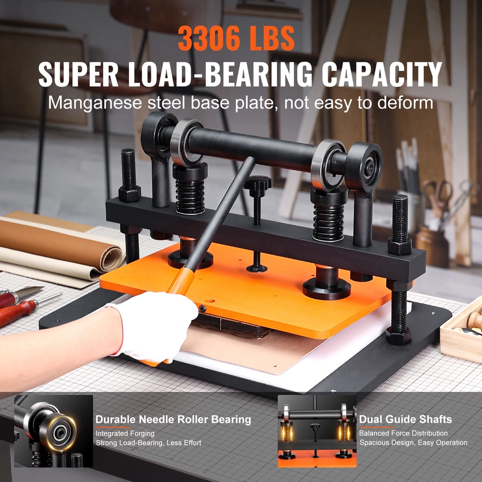 VEVOR Macchina per Goffratura Pelle 36x26 cm Pressa Manuale Taglia Carta Cuoio - Immagine 3 di 4