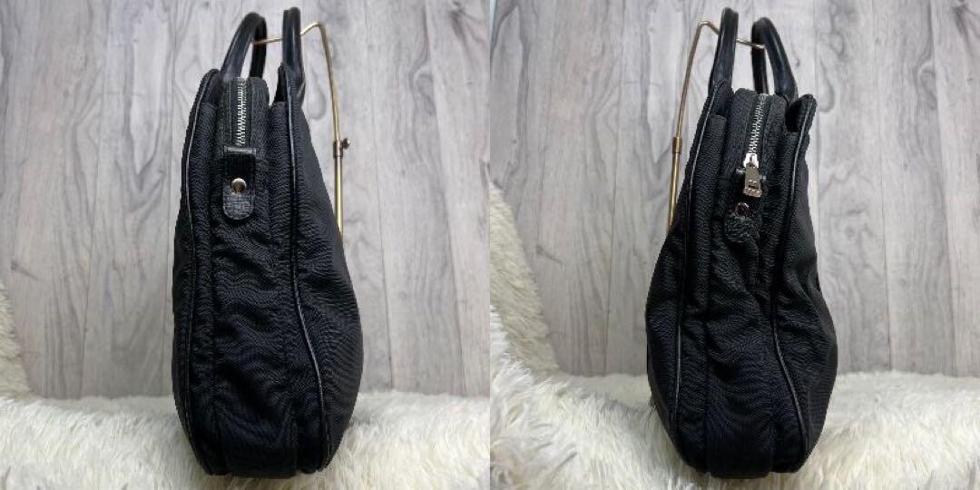 Bally Business Bag 2-way Shoulder Bag Women Nylon Black Used Bally Business Bag 2-way Shoulder Bag Women Nylon Black Used