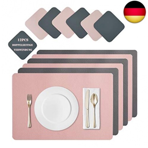 Jdkilp Platzset Abwischbar, Leder Untersetzer Und Tischset 6Er Set,-image