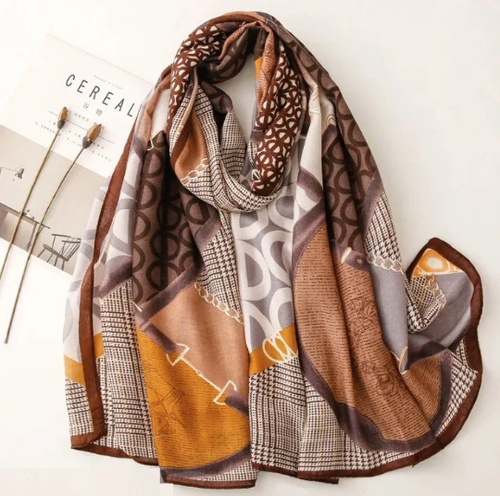 Foulard écharpe Kaporal En Viscose - 200 Cm - Motif Géométrique Gris - Excellent état - Italie