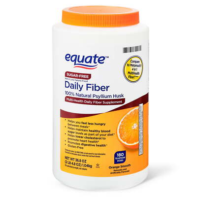 Equate Sugar-Free Daily 100% Natural Psyllium Husk Fiber Powder, Orange, 36.8 oz