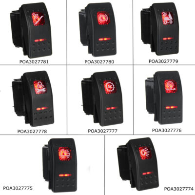 12V/24V Rot Wippschalter Wippenschalter LED beleuchtet Einbauschalter Auto KFZ