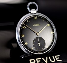 Vintage DOXA Black Gilt Dial, 47mm snap case, 40s mens pocket watch